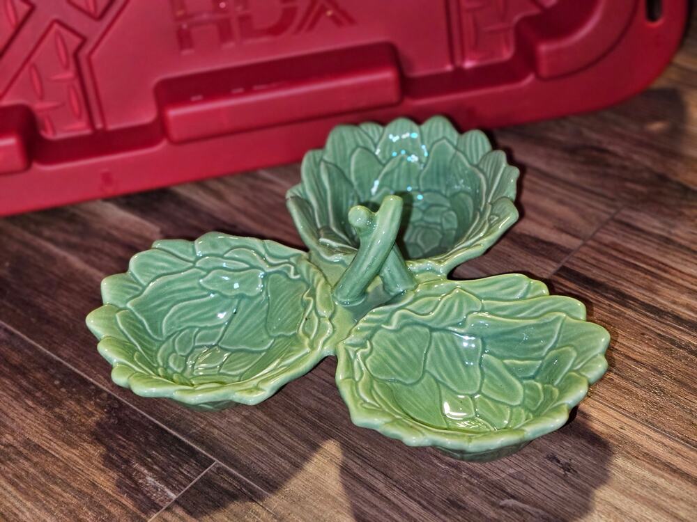 John Derian 10oz Artichoke Three Section Stoneware Bowl